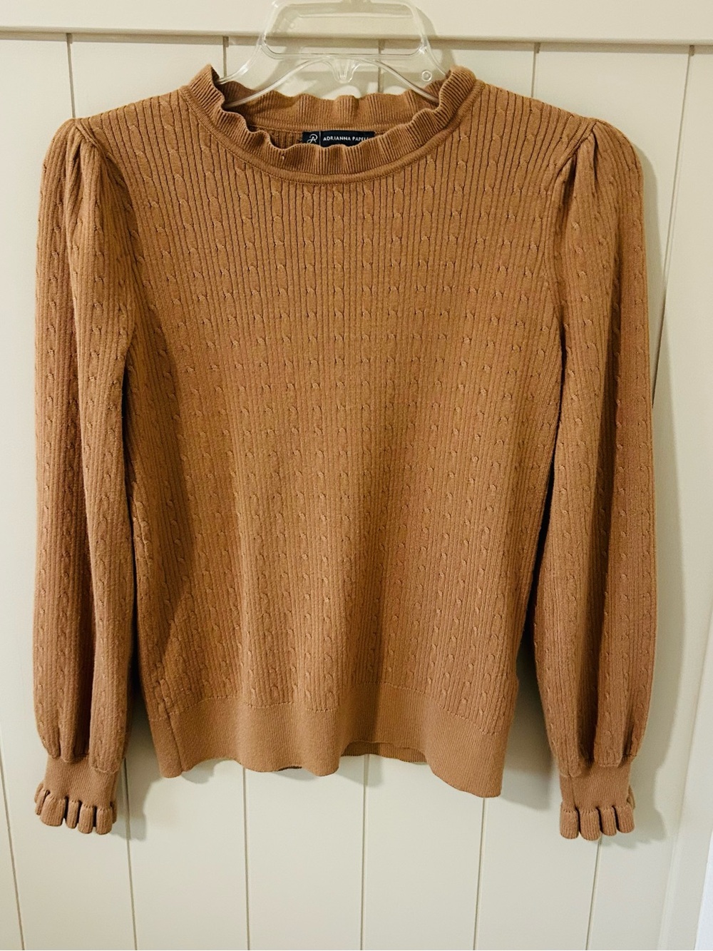 {Adrianna Papell} Ribbed Puff-Sleeve Sweater